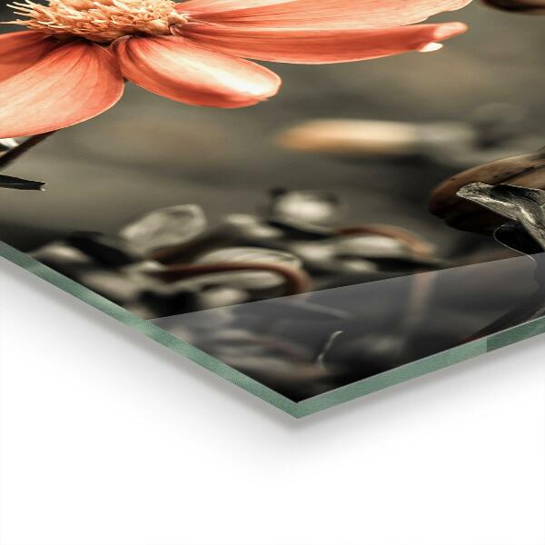 Crédence cuisine en verre Bouton floral vintage