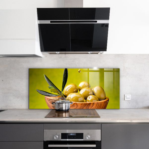 Crédence cuisine en verre Olives vertes fraîches