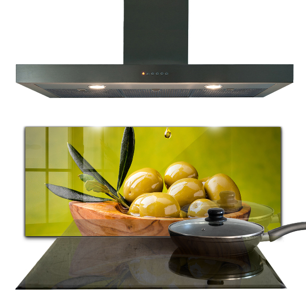 Crédence cuisine en verre Olives vertes fraîches