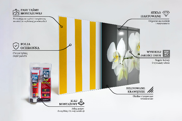 Crédence cuisine en verre Orchidée blanche sur fond noir