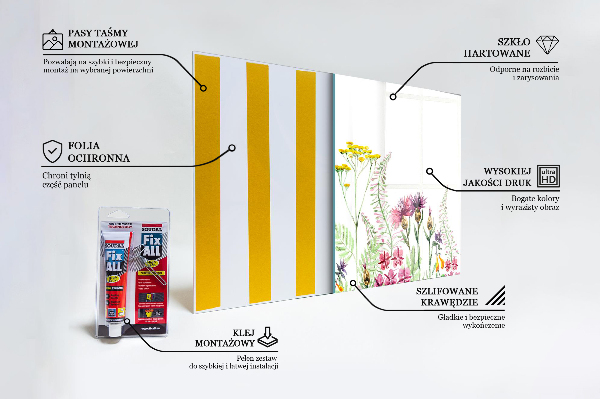 Crédence cuisine en verre Prairie avec des fleurs colorées