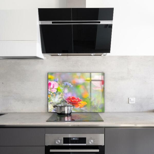 Crédence cuisine en verre Prairie d'été de coquelicots