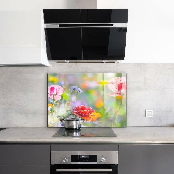 Crédence cuisine en verre Prairie d'été de coquelicots