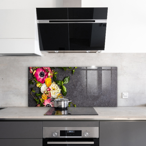 Crédence cuisine en verre Composition de fleurs naturelles