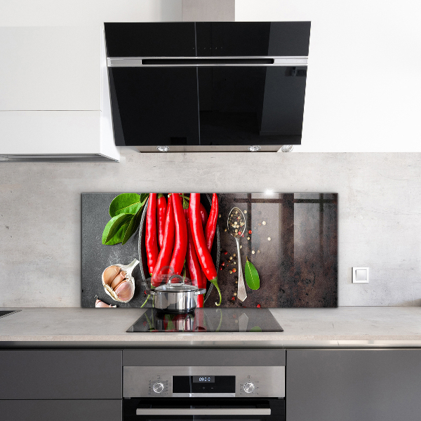 Crédence cuisine en verre Cuisson des piments forts