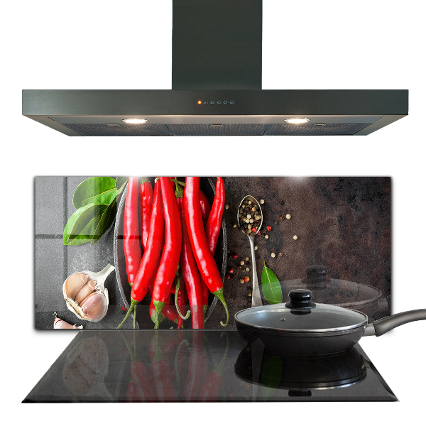 Crédence cuisine en verre Cuisson des piments forts