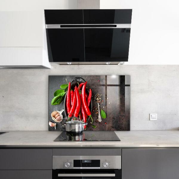Crédence cuisine en verre Cuisson des piments forts