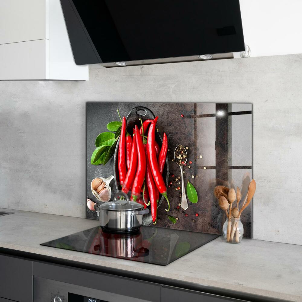 Crédence Cuisine En Verre Trempé 100x50cm Tulup - Rouge Piment, Résistante Aux Taches Et éclaboussures - 3