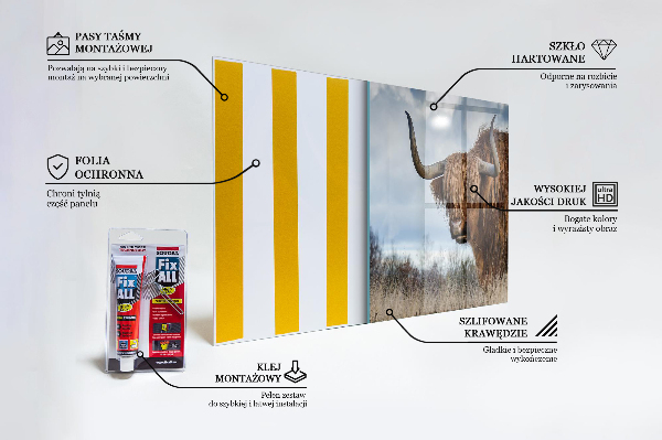 Crédence cuisine en verre Vache boho des highlands