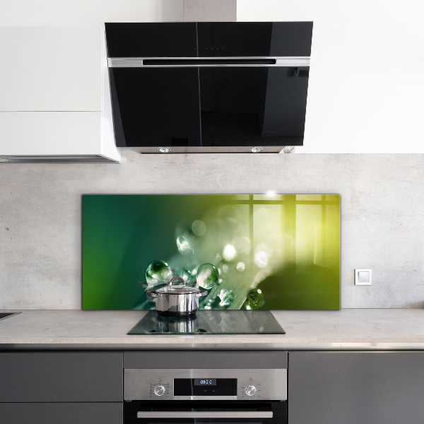 Crédence cuisine en verre Rosée sur les feuilles vertes
