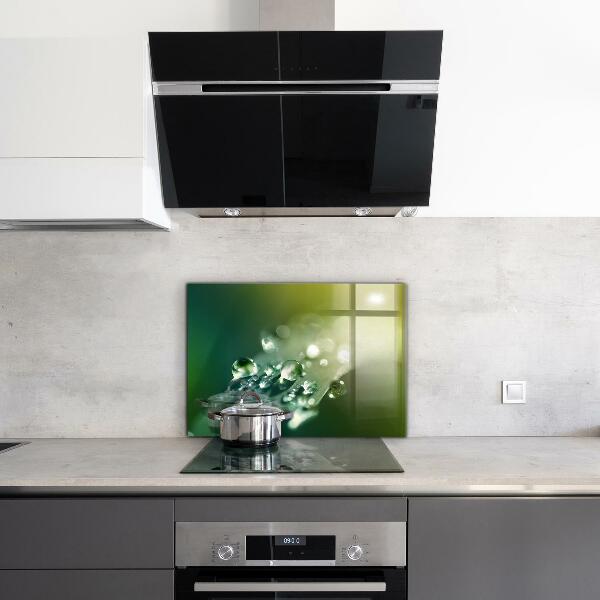 Crédence cuisine en verre Rosée sur les feuilles vertes