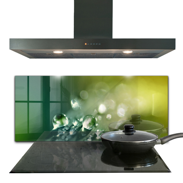 Crédence cuisine en verre Rosée sur les feuilles vertes