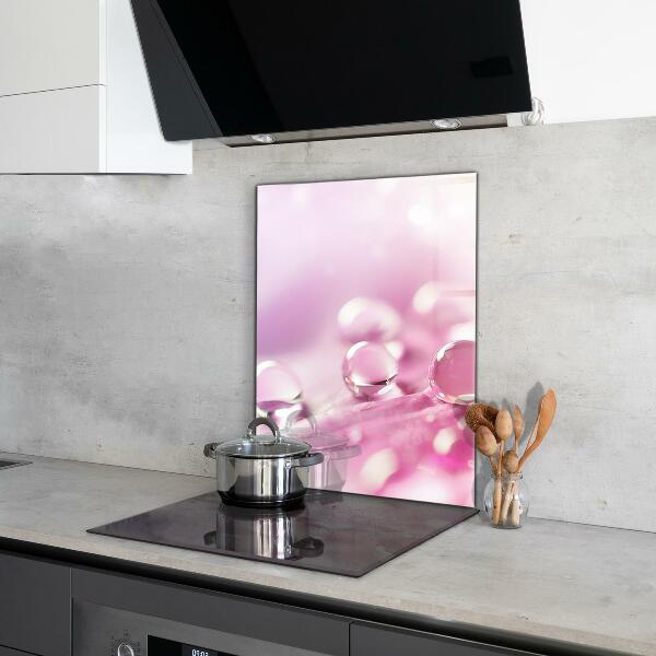 Crédence en verre avec motif Gouttes de rosée sur une fleur rose