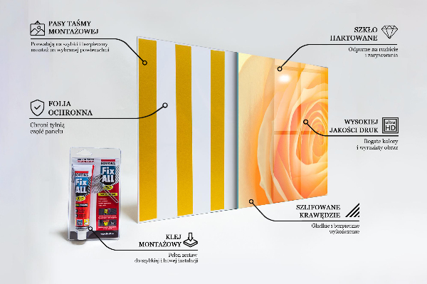 Verre pour crédence Fleur rose jaune