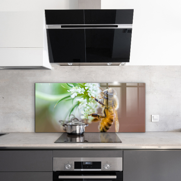 Crédence cuisine en verre Abeille collectant du pollen