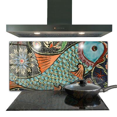 Crédence cuisine en verre Mosaïque poisson céramique vintage