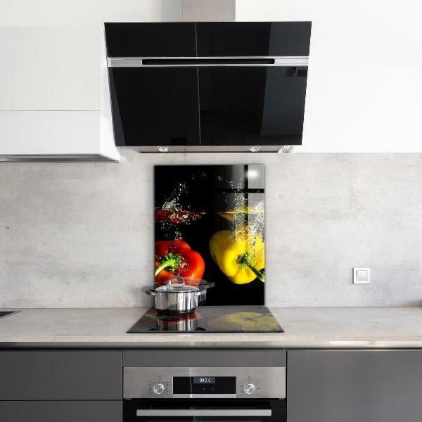 Crédence cuisine en verre Poivrons colorés sous l'eau