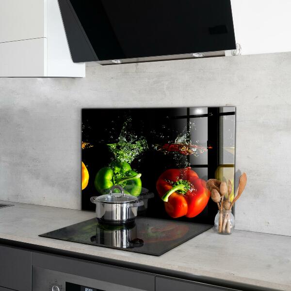 Crédence cuisine en verre Poivrons colorés sous l'eau