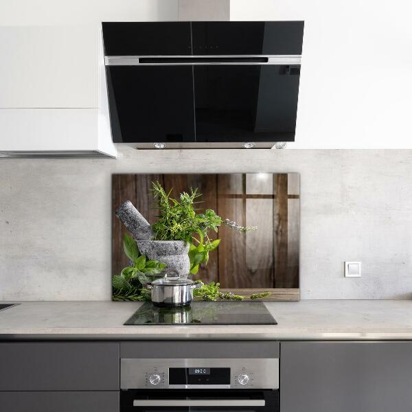 Crédence cuisine en verre Épices de mortier de pierre