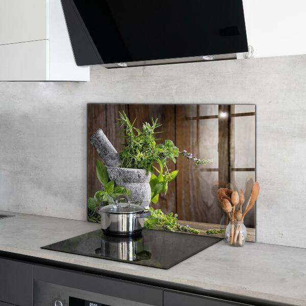 Crédence cuisine en verre Épices de mortier de pierre