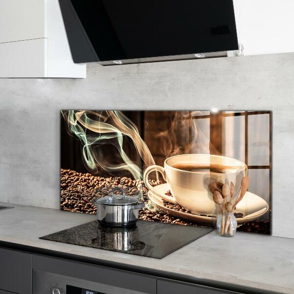 Crédence cuisine en verre Une tasse de café aromatique
