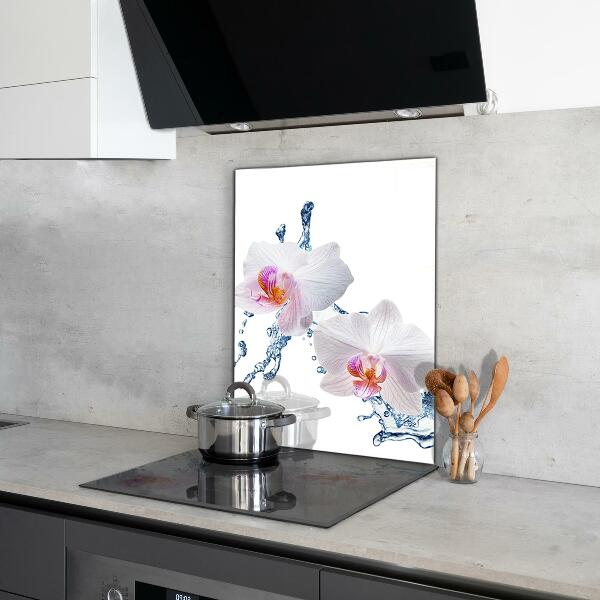 Verre pour crédence Orchidée arrosée d'eau