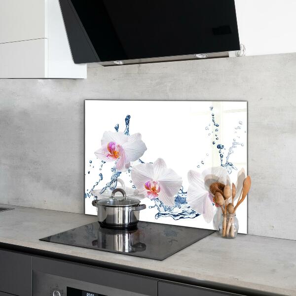 Verre pour crédence Orchidée arrosée d'eau