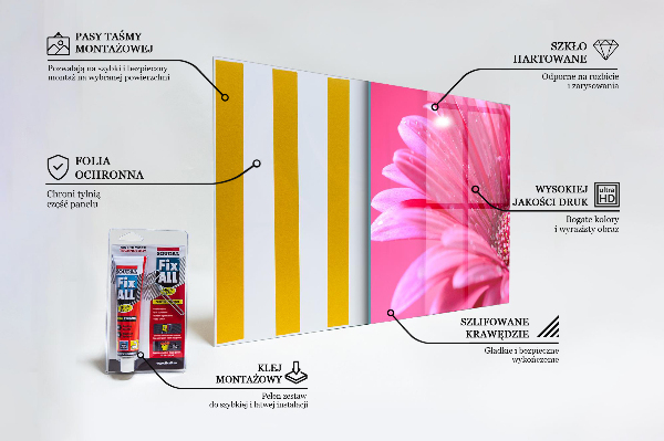 Verre pour crédence Détails de la nature de la fleur rose