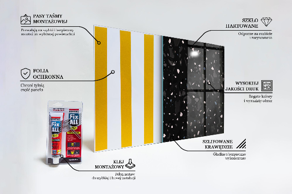 Verre pour crédence Terrazzo en marbre noir terazzo