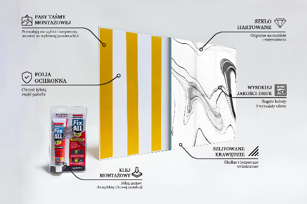 Crédence cuisine en verre Lignes noires en marbre blanc