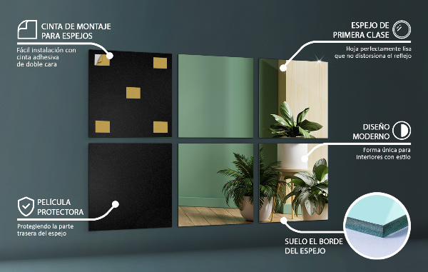 Carreaux en miroir 6 pce 16x16 cm