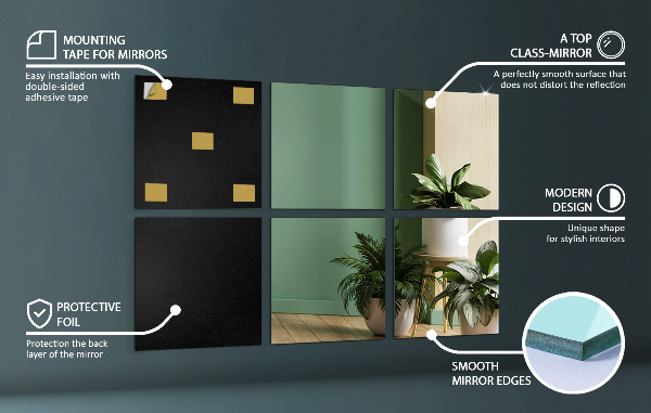 Miroir carreaux 6 pce 20x20 cm