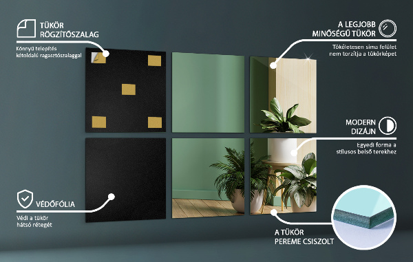 Miroir carreaux 6 pce 20x20 cm