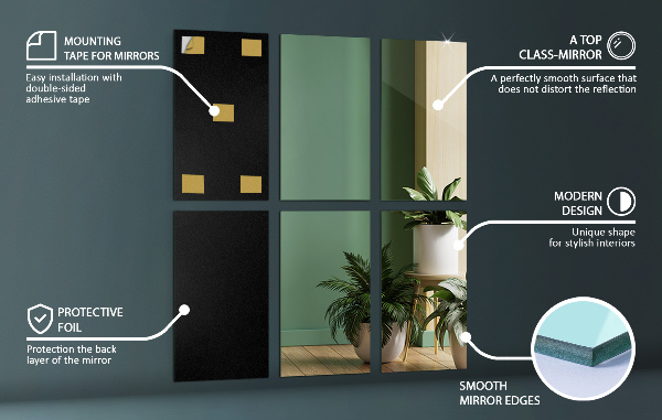 Carrelage miroir mural 6 pce 30x16 cm