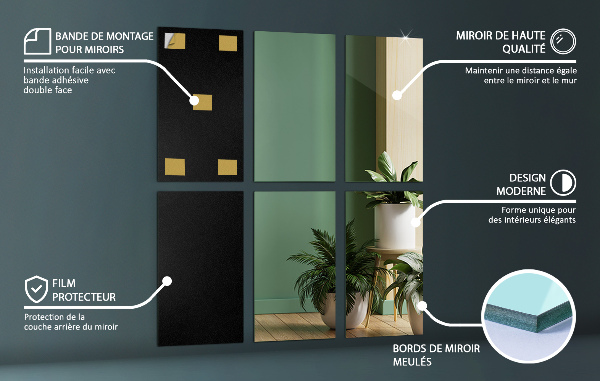 Carrelage miroir mural 6 pce 30x16 cm