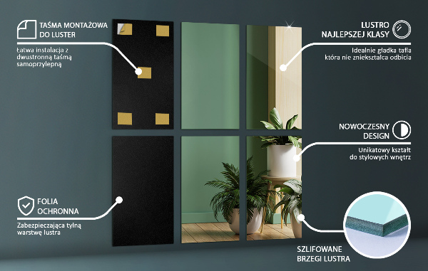 Carrelage miroir mural 6 pce 30x16 cm