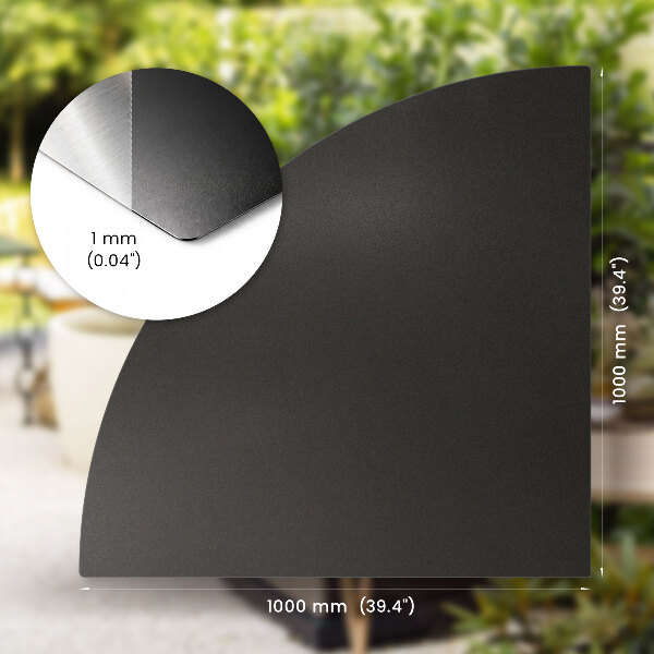 En quart de cercle plaque de protection pour barbecue 100x100 cm