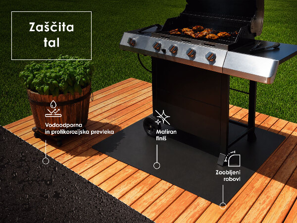Semi-ovale plaque protection sol barbecue 100x100 cm