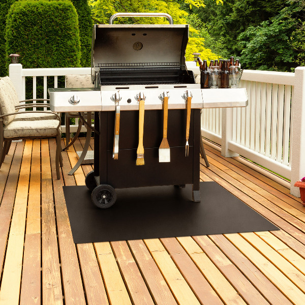 Tapis de protection rectangulaire en tôle pour barbecue 100x70 cm