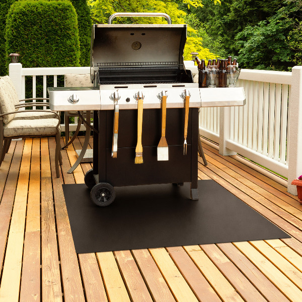 Tapis de protection rectangulaire en tôle pour barbecue 100x80 cm