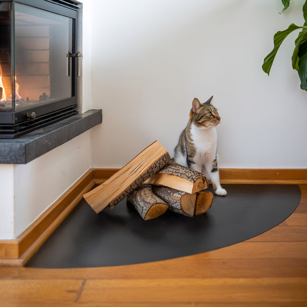 Protection de sol pour poêle à bois en acier noir 100x100 cm