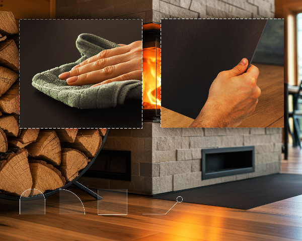 Protection de sol pour poêle à bois en acier noir 100x100 cm