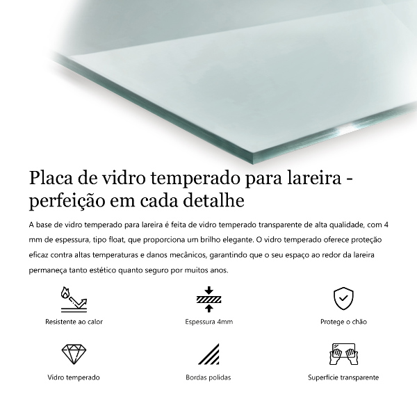 Plaque de verre pour cheminée h40