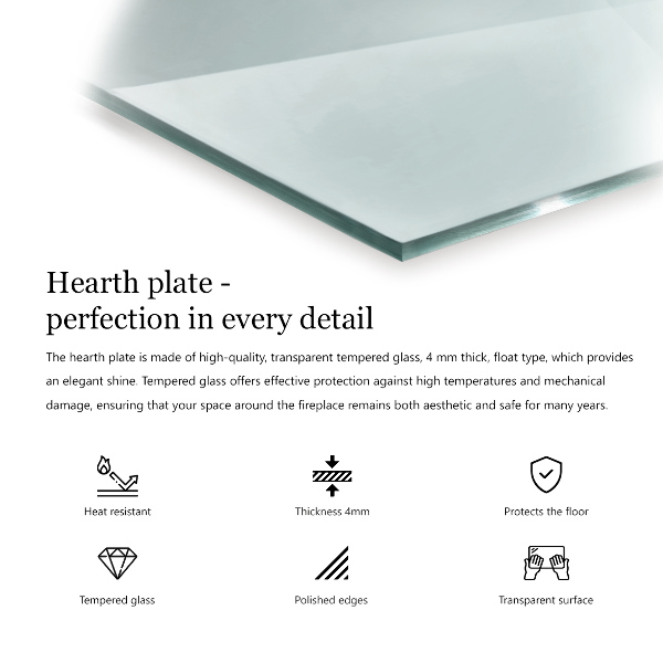 Plaque de verre pour cheminée h40