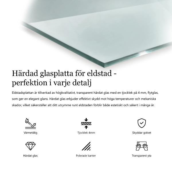 Plaque de sol en verre pour poêle 50x50 cm