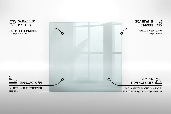 Plaque de sol en verre pour poêle 60x60 cm