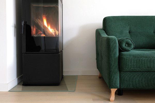 Plaque de sol en verre pour poêle 60x60 cm