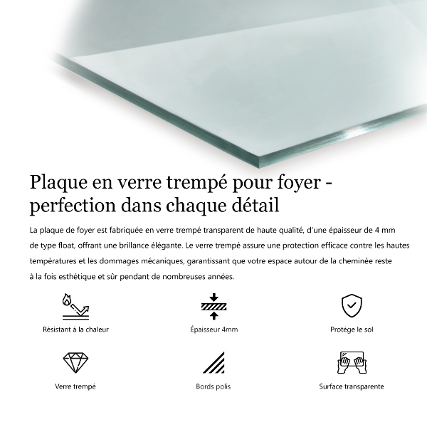 Plaque de sol en verre pour poêle 60x60 cm