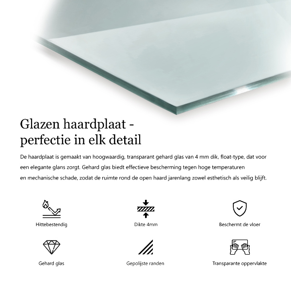 Plaque de sol en verre pour poêle 60x60 cm