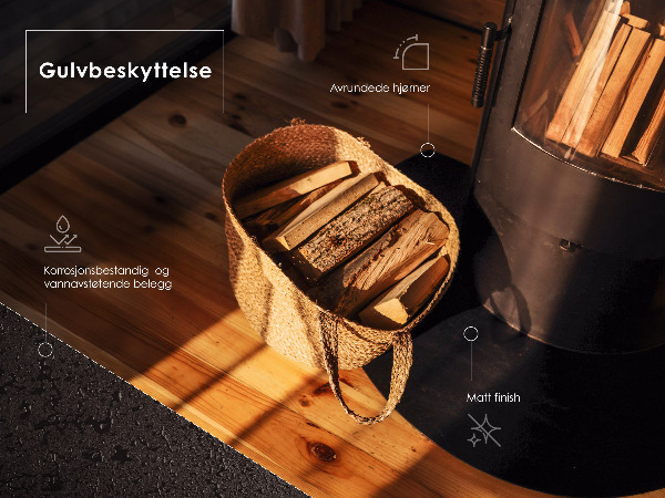 Plaque de protection de sol pour poêle à bois en acier noir 100x100 cm